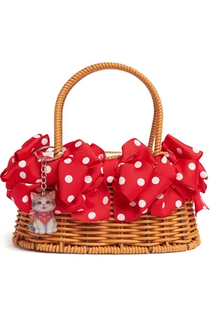 MONNALISA Woven Top Handle Bag W/ Bows