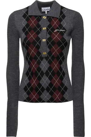 Ganni Fine Wool Jacquard Polo