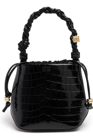 Ganni Bou Embossed Patent Bucket Bag