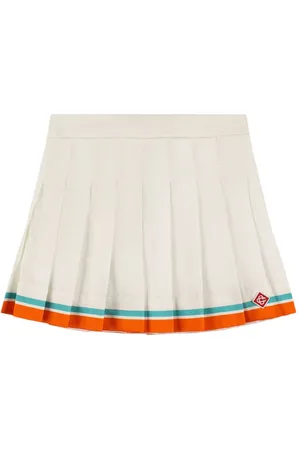 Casablanca Stripe Print Pleated Cotton Skirt