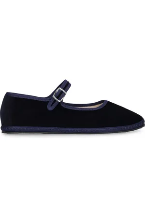 VIBI VENEZIA 10mm Mary Jane Blu Velvet Slippers