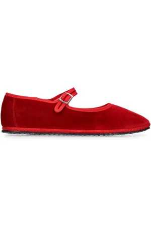 VIBI VENEZIA 10mm Mary Jane Rosso Velvet Slippers