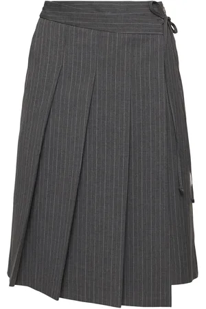 DUNST Ribbon Pleated Midi Skirt