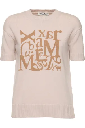 Max Mara Felicia Wool Knit Logo Short Sleeved Top