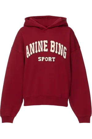 ANINE BING Alec Logo Cotton Sweatshirt Hoodie