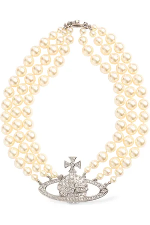 Vivienne Westwood Three Row Faux Pearl Bas Relief Choker