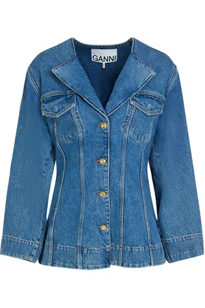 Ganni Fitted Cotton Denim Blazer