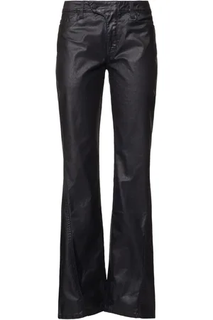 MUGLER Waxed Denim Mid Rise Straight Jeans