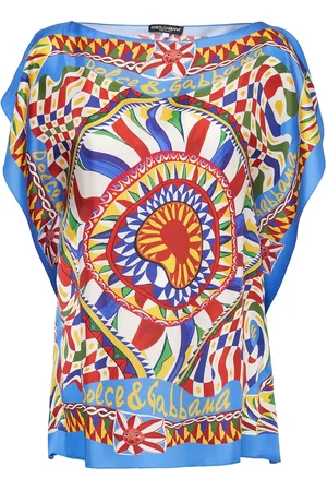 Dolce & Gabbana Carretto Print Silk Twill Blouse Shirt