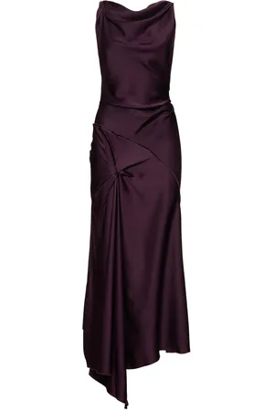 Victoria Beckham Draped Crepe Satin Midi Dress