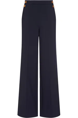 Max Mara Polonia Wool Blend Wide Pants W/ Buttons