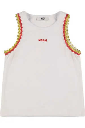 Msgm Embroidered Jersey Tank Top
