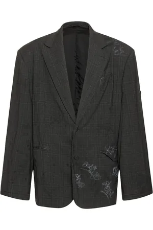 Balenciaga Heather Prince Of Wales Wool Jacket