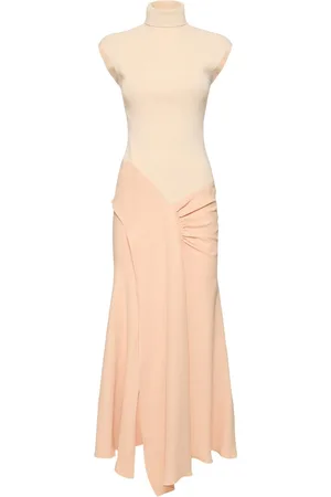 Victoria Beckham Cap Viscose Crepe Blend Knit Midi Dress
