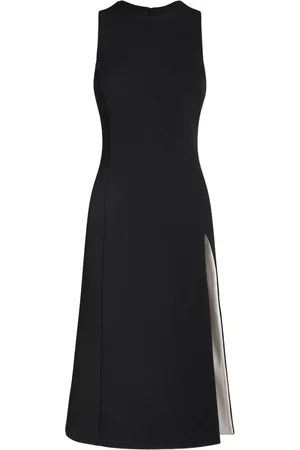 Ami Fitted Wool Crepe Midi Dress W/slit