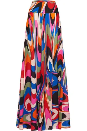 Puccini Cotton High Waist Wide Long Skirt