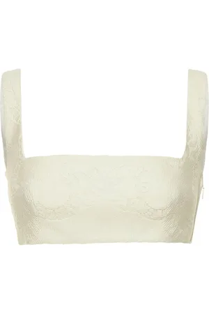 VALENTINO Cotton Guipure Lace Bandana Crop Top