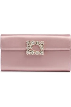 Roger Vivier Crystal Flower Satin Envelope Clutch