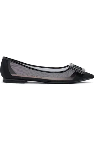 Roger Vivier 5mm Gommettine Mesh Ballerina Flats