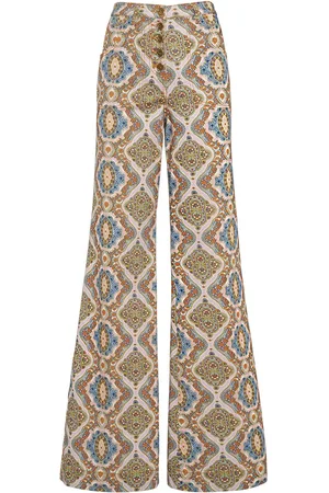 Etro Printed Cotton Denim Flared Jeans