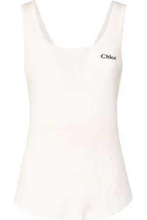 Chloé Logo Ribbed Cotton Jersey Tank Top