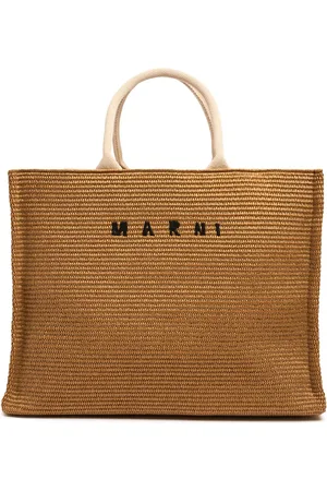 Marni Large Logo Raffia Effect Tote Bag