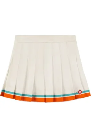 Casablanca Stripe Print Pleated Cotton Skirt