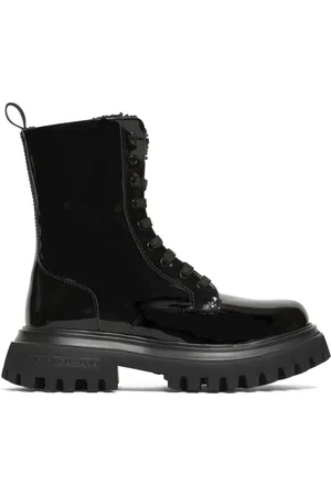 Dolce & Gabbana Patent Leather Boots W/ Logo