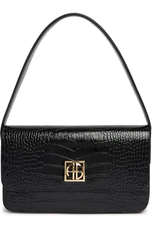 ANINE BING Elly Croc Embossed Leather Shoulder Bag