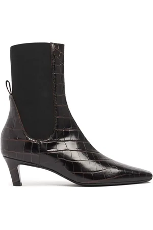 Totême 50mm Croc Embossed Leather Ankle Boots