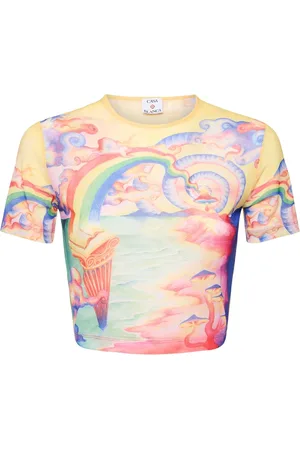 Casablanca Printed Mesh Cropped T-shirt