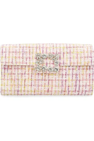 Roger Vivier Crystal Flower Buckle Envelope Clutch
