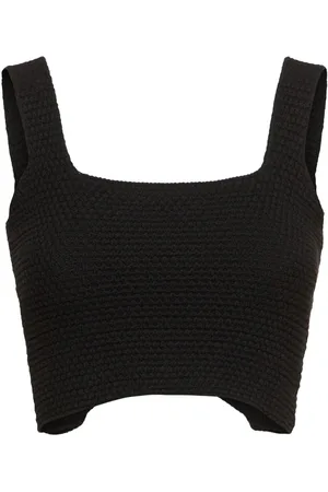 ANDREADAMO Chunky Knit Cotton Blend Cropped Top