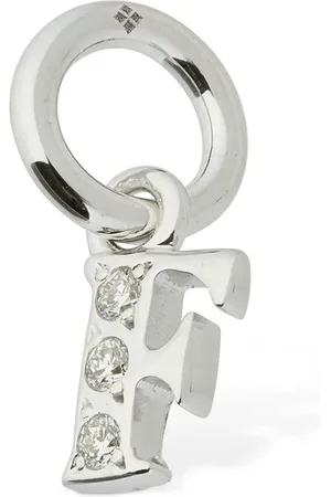 Dodo 18kt White Gold F Charm W/ Diamonds