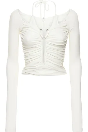 DION LEE Draped Viscose Jersey Wired Halter Top