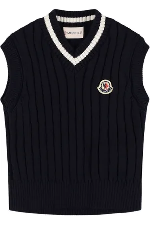 Moncler Logo Cotton Knit V-neck Vest