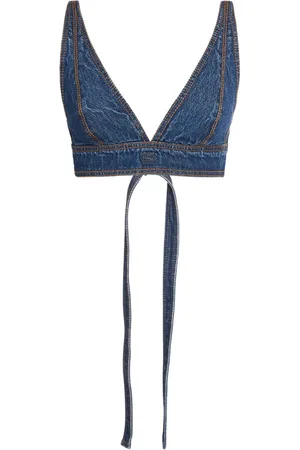 Etro Wraparound Denim Triangle Crop Top