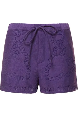 VALENTINO Cotton Guipure Lace Mini Shorts