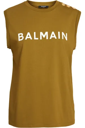 Balmain Logo Print Organic Cotton Tank Top