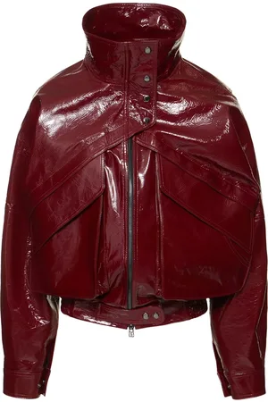 MAGDA BUTRYM Patent Leather High Neck Bomber Jacket