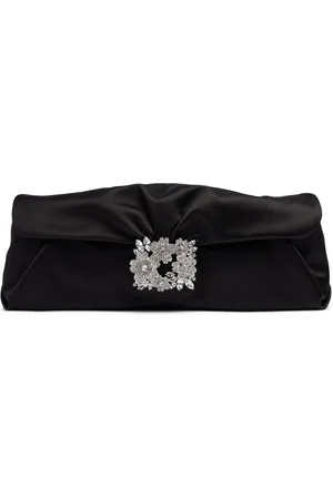 Roger Vivier Long Bouquet Strass Satin Clutch