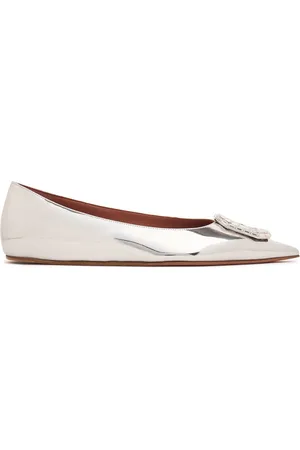 Amina Muaddi 5mm Camelia Mirror Leather Ballerinas