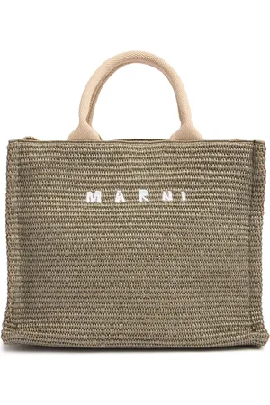Marni Small Logo Raffia Effect Tote Bag