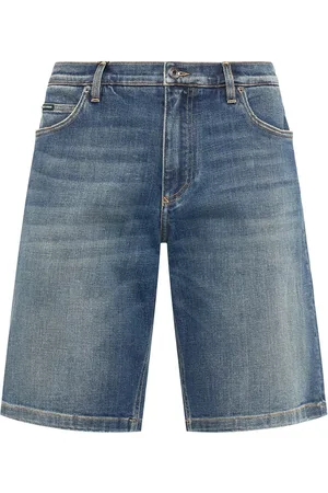 Dolce & Gabbana Logo Plaque Stretch Denim Shorts