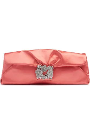 Roger Vivier Long Bouquet Strass Satin Clutch