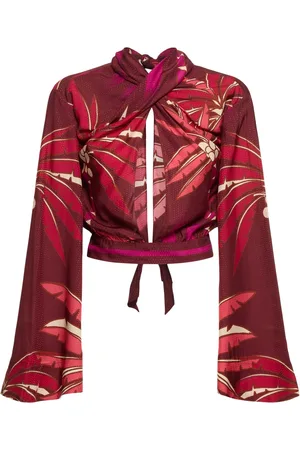 JOHANNA ORTIZ Printed Crepe De Chine Open Crop Top