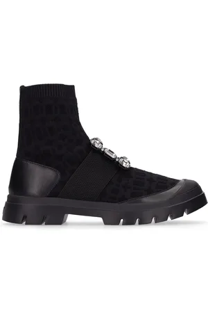 Roger Vivier 20mm Walkyviv Knit Sock Ankle Boots