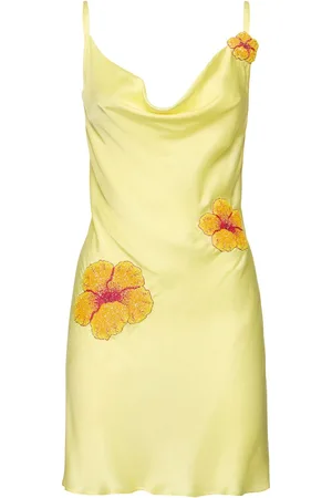 Leslie Amon Galli Embroidered Satin Mini Dress