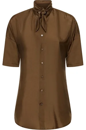 LEMAIRE Short Sleeve Fitted Silk Shirt W/ Scarf