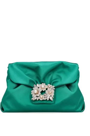 Roger Vivier Rv Bouquet Drape Satin Clutch